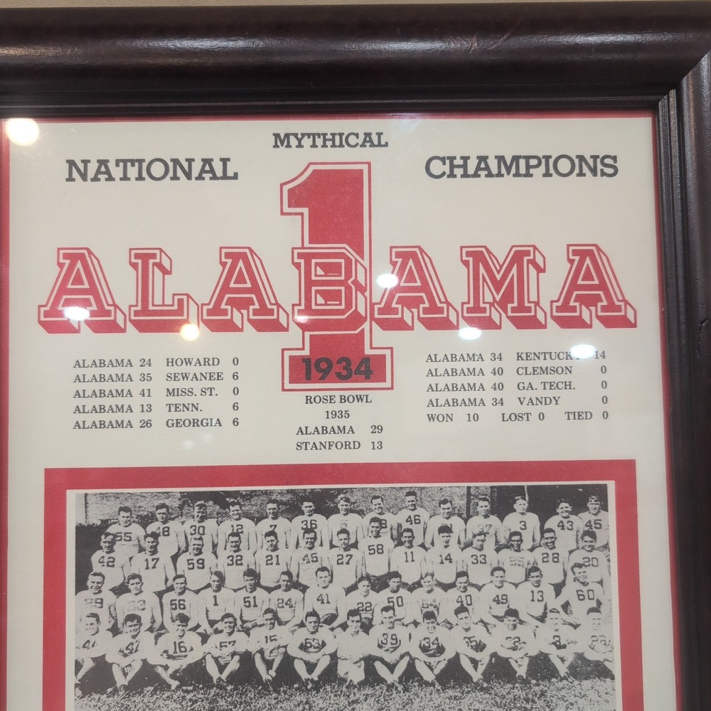 Alabama Crimson Tide 1934 National Champions Framed Poster COA Frank Thomas - Picture 2 of 7